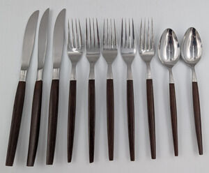 Epic Forged Stainless Brown Flatware MCM 10 Pieces Spoons Forks Knives